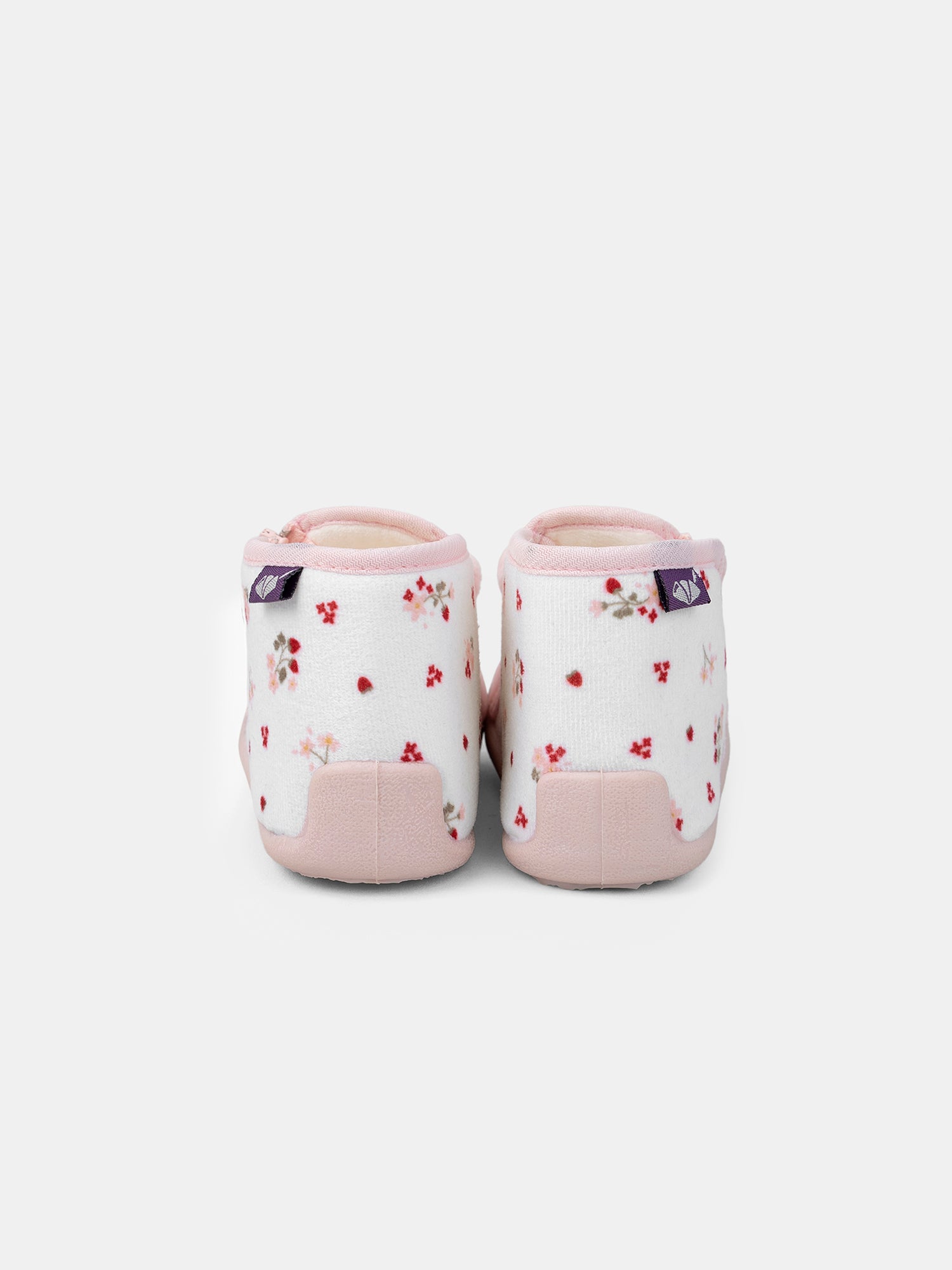 Chaussons rose tête de renard et imprimé fleuri Bébé Fille