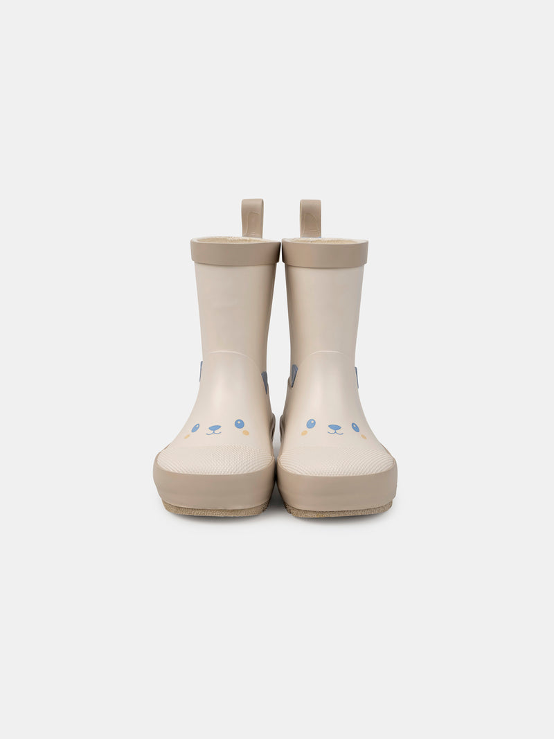 Botte de pluie beige imprimé tête d'ours Bébé Mixte