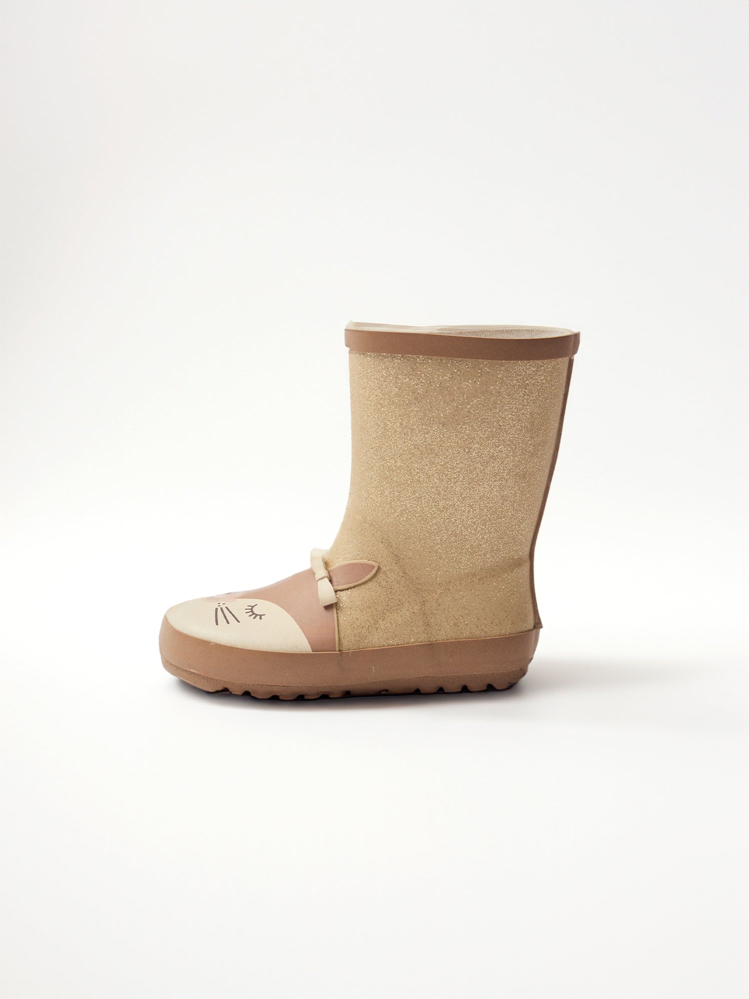 Glitzernde goldene Gummistiefel mit Eichhörnchenkopf für Mädchen