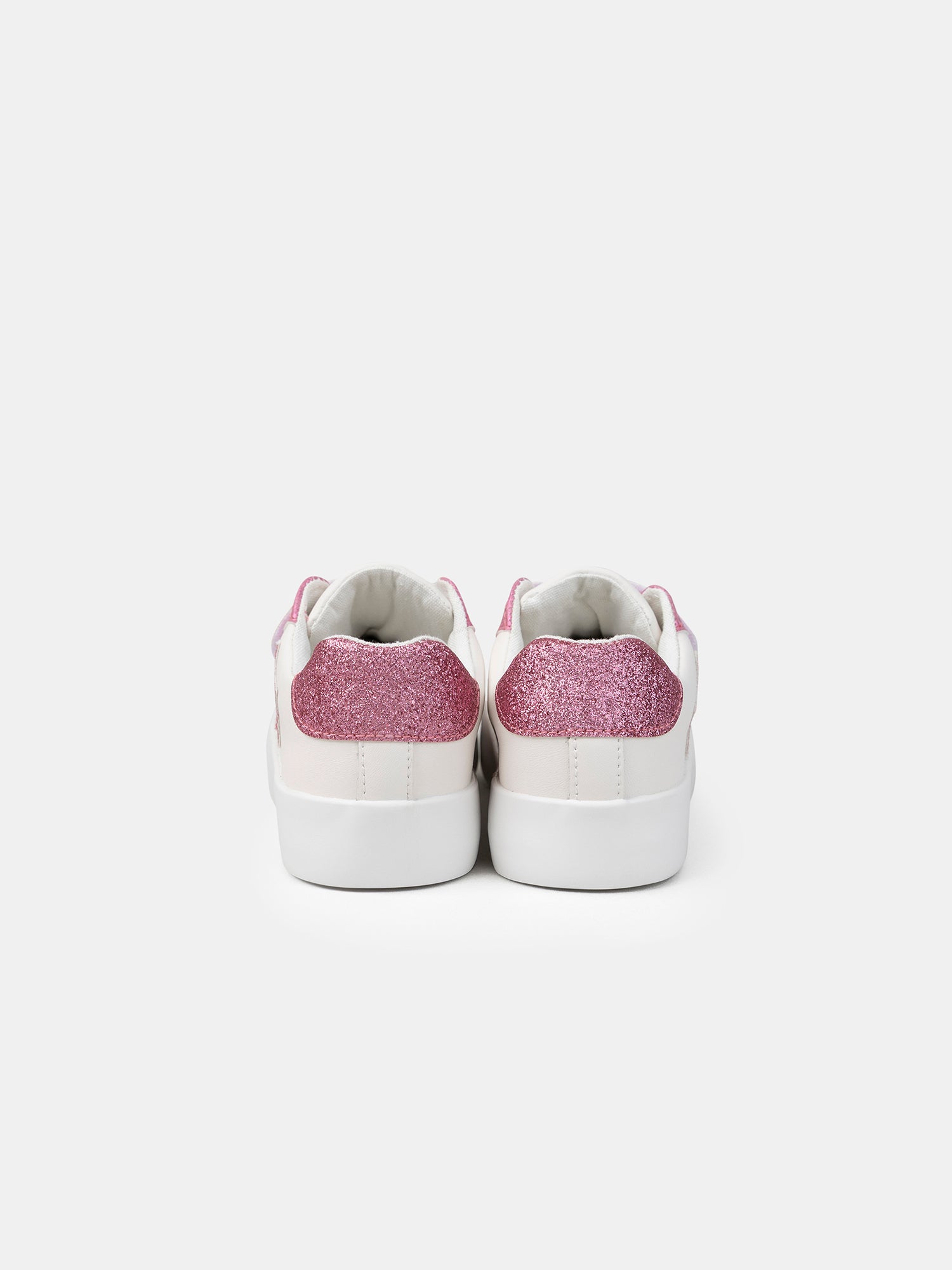 Weiße Sneakers mit rosa Glitzerstern für Mädchen
