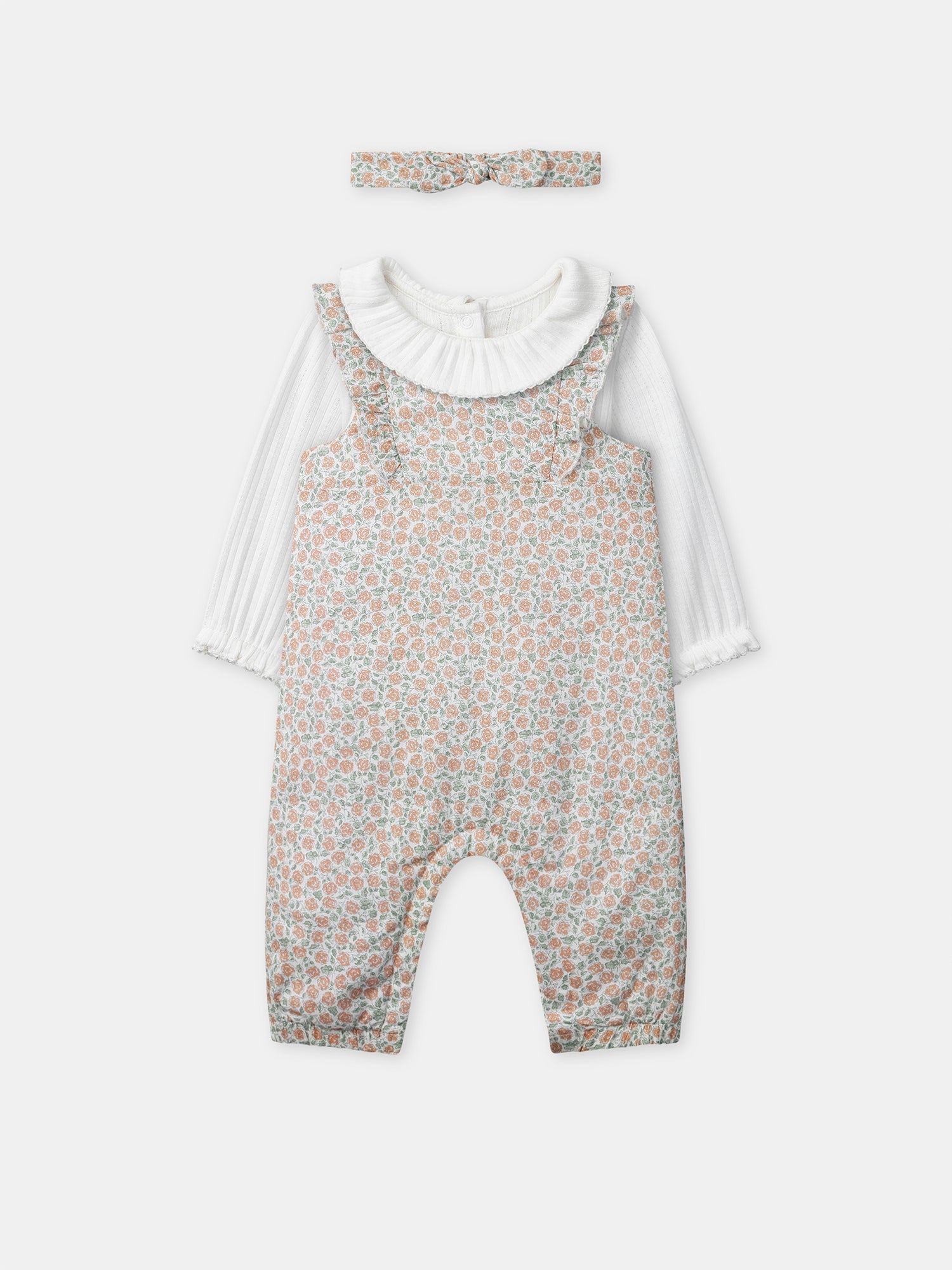 Set aus Blütenmotiv Gesamtheit + Body + Bandeau für Neugeborene Mädchen
