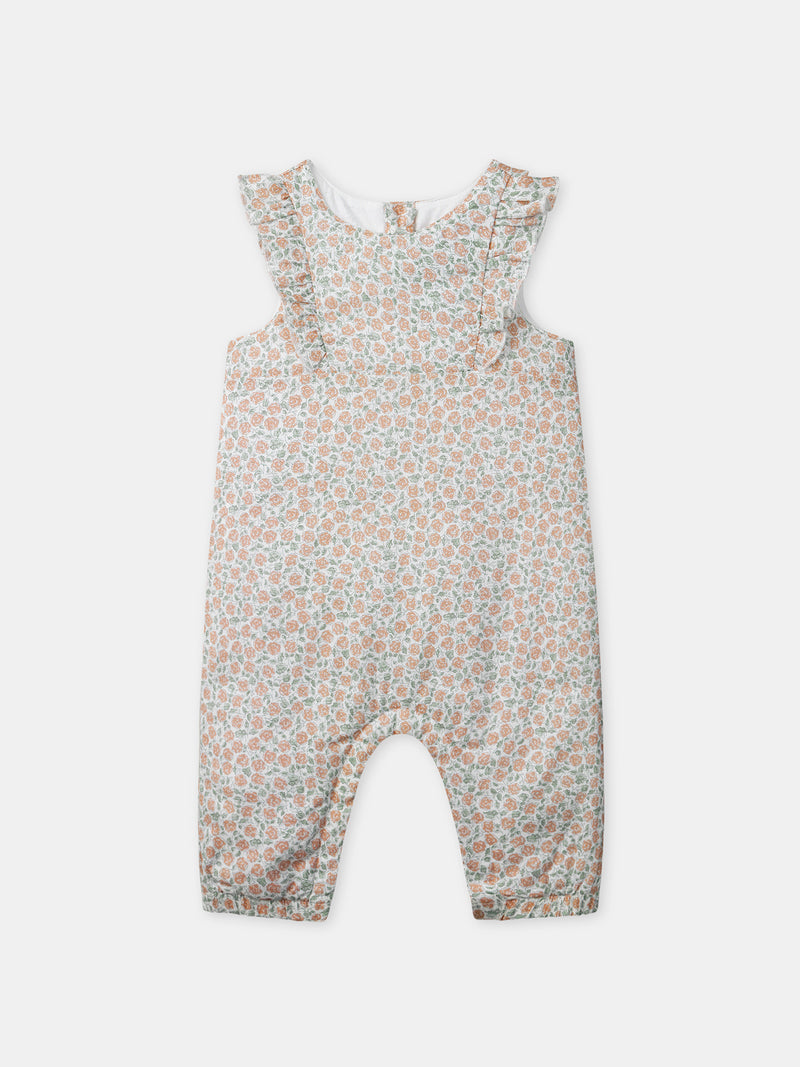 Ensemble combinaison imprimé fleuri + body + bandeau Naissance Fille