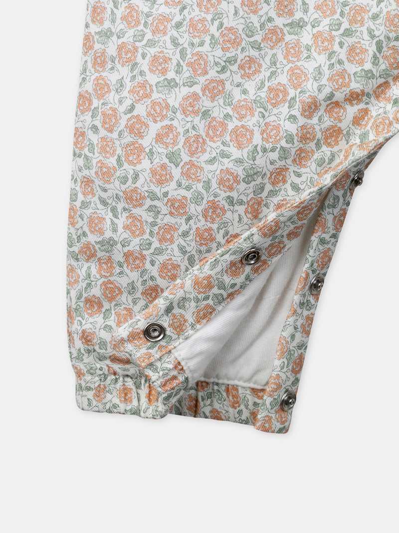 Ensemble combinaison imprimé fleuri + body + bandeau Naissance Fille