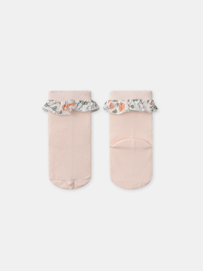 Ensemble sweat imprimé fleuri + legging + chaussettes Naissance Fille
