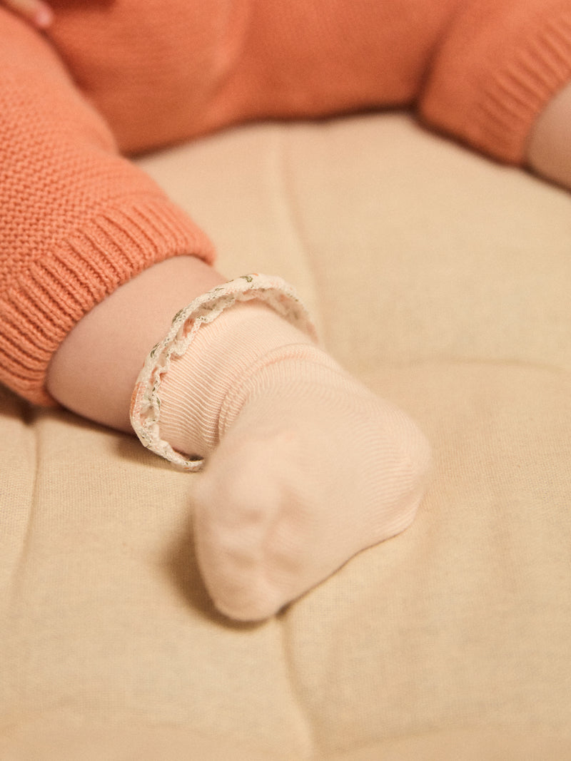 Ensemble sweat imprimé fleuri + legging + chaussettes Naissance Fille