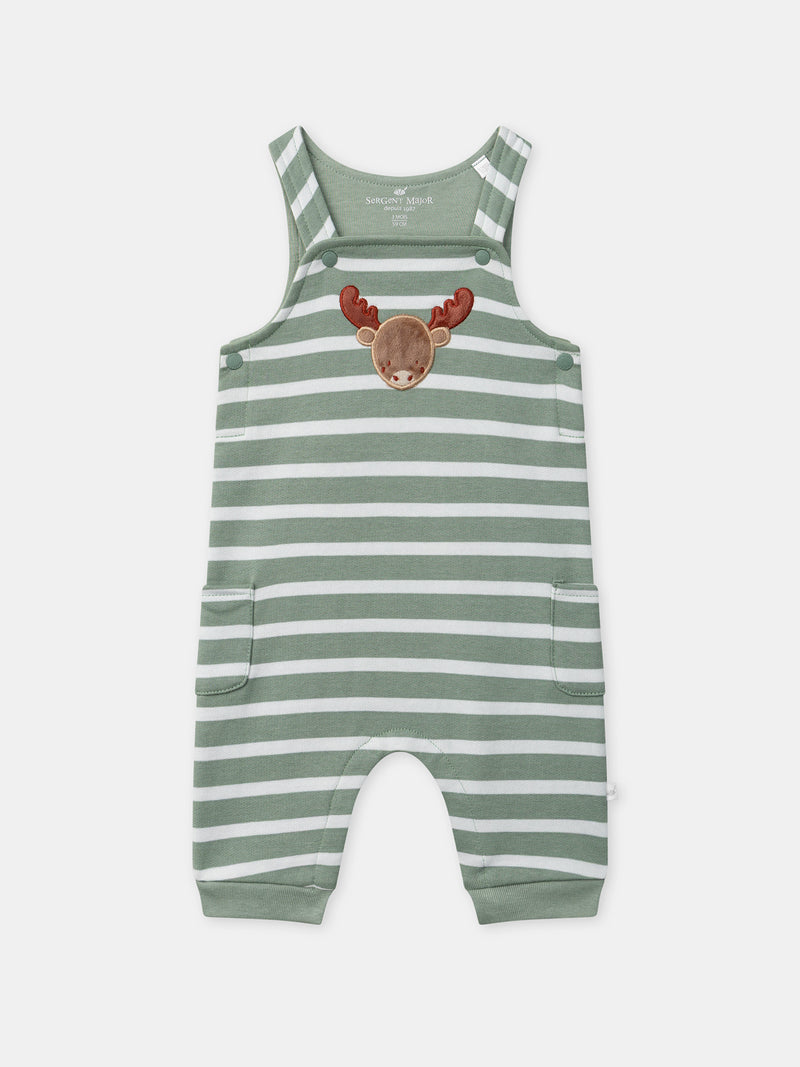 Ensemble combinaison à rayures vertes + body + chaussettes Naissance Garçon
