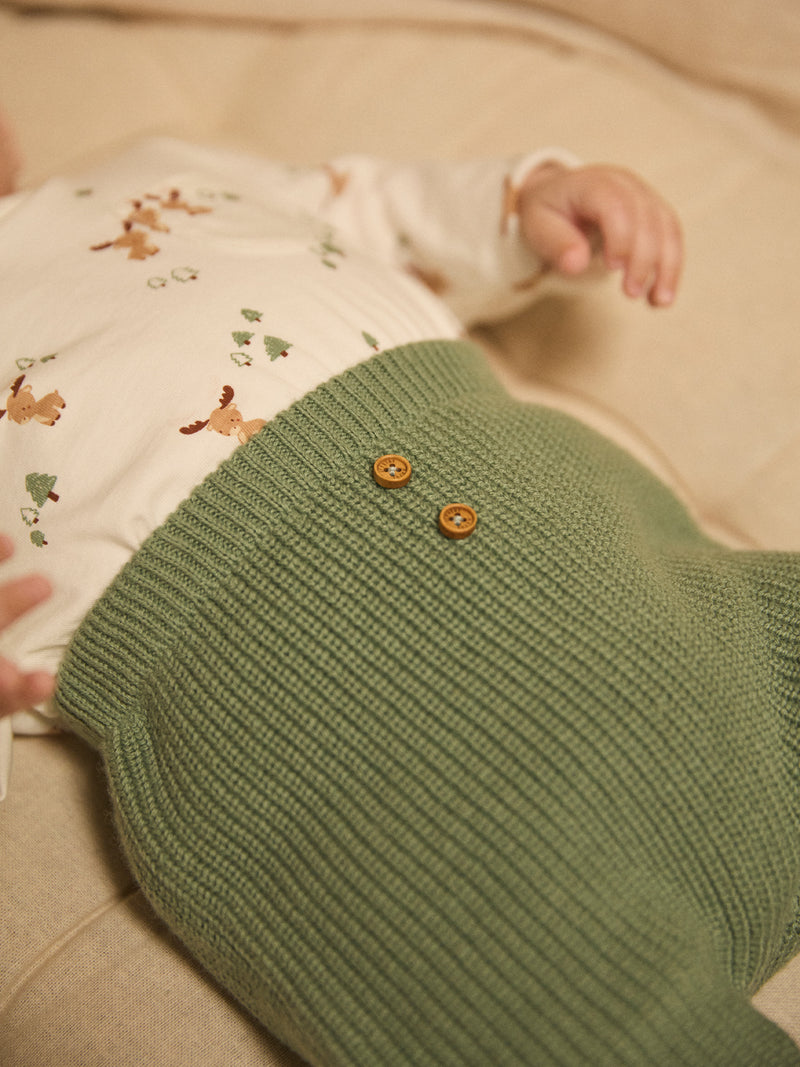 Ensemble t-shirt imprimé cerf + gilet + pantalon Naissance Garçon