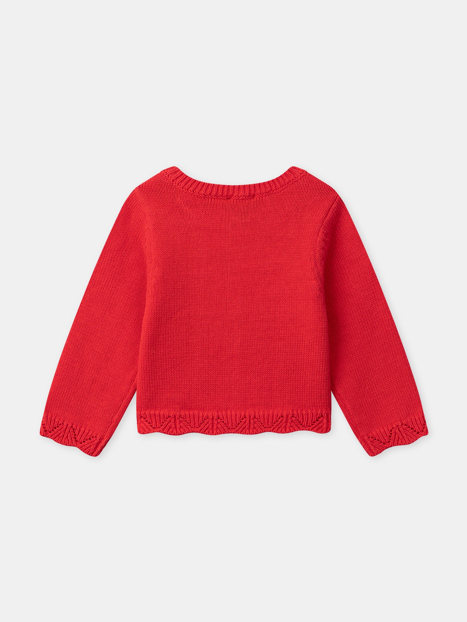 Roter offener Strickjacke für Baby Mädchen