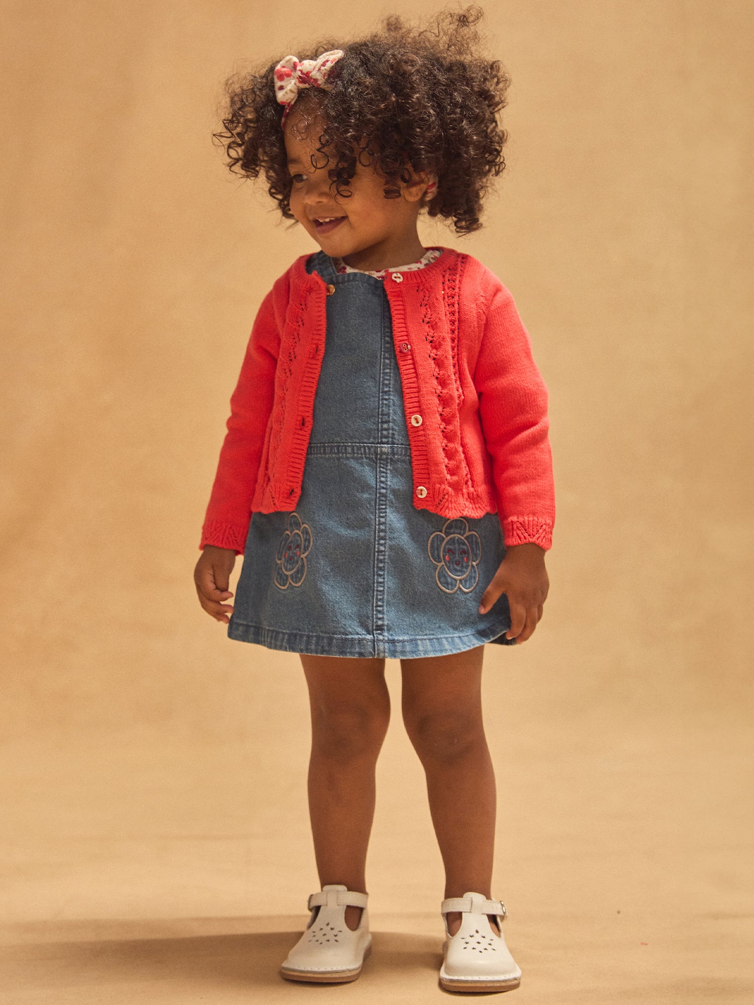 Roter offener Strickjacke für Baby Mädchen