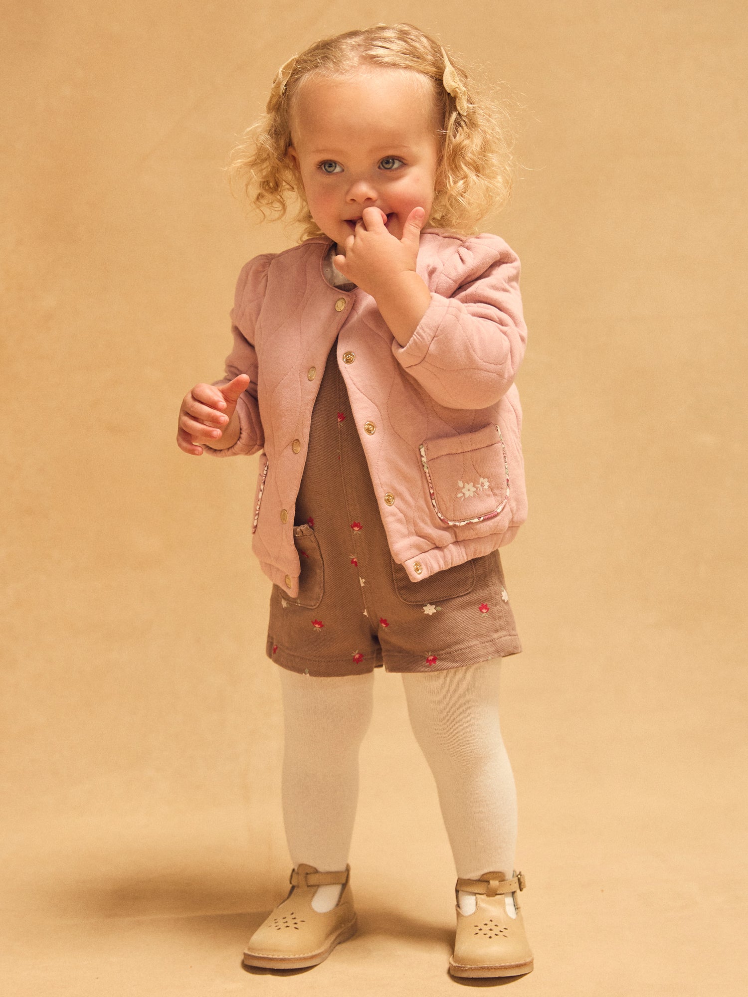 Puderrosa gesteppter Cardigan für Mädchen