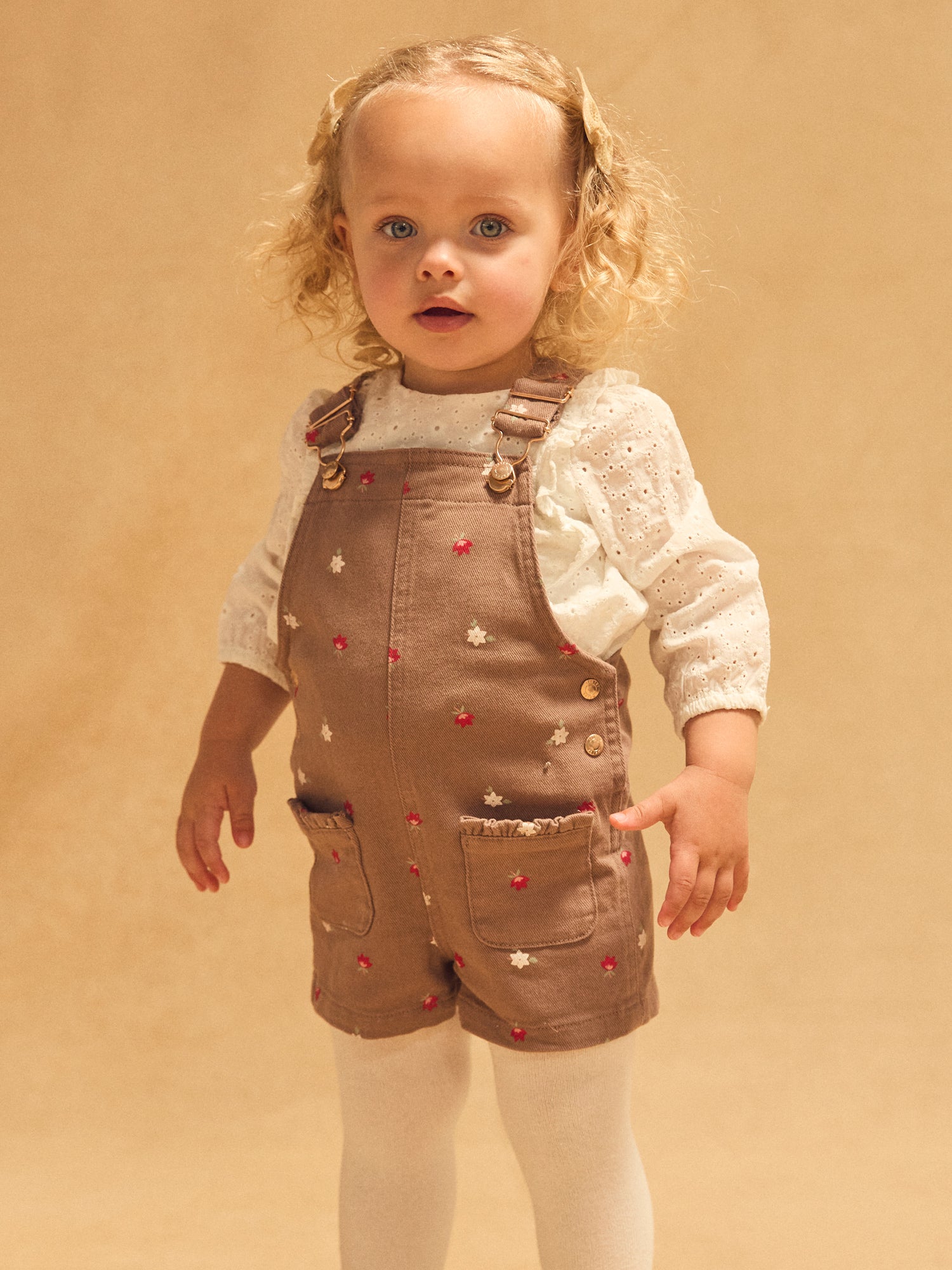 Kurze Hose Braun mit Blumenprint Baby Mädchen