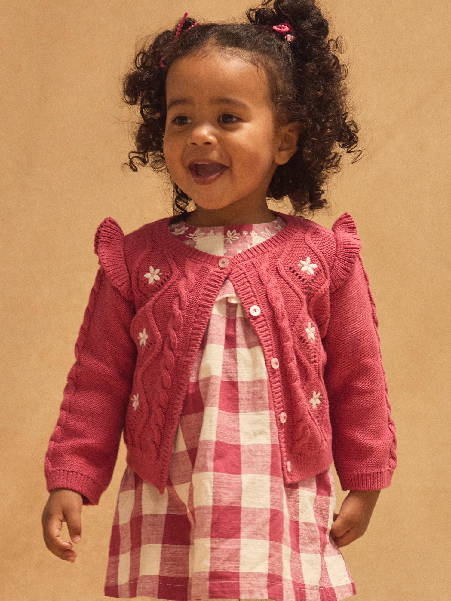 Rosa Cardigan mit Blumenstickerei Baby Mädchen