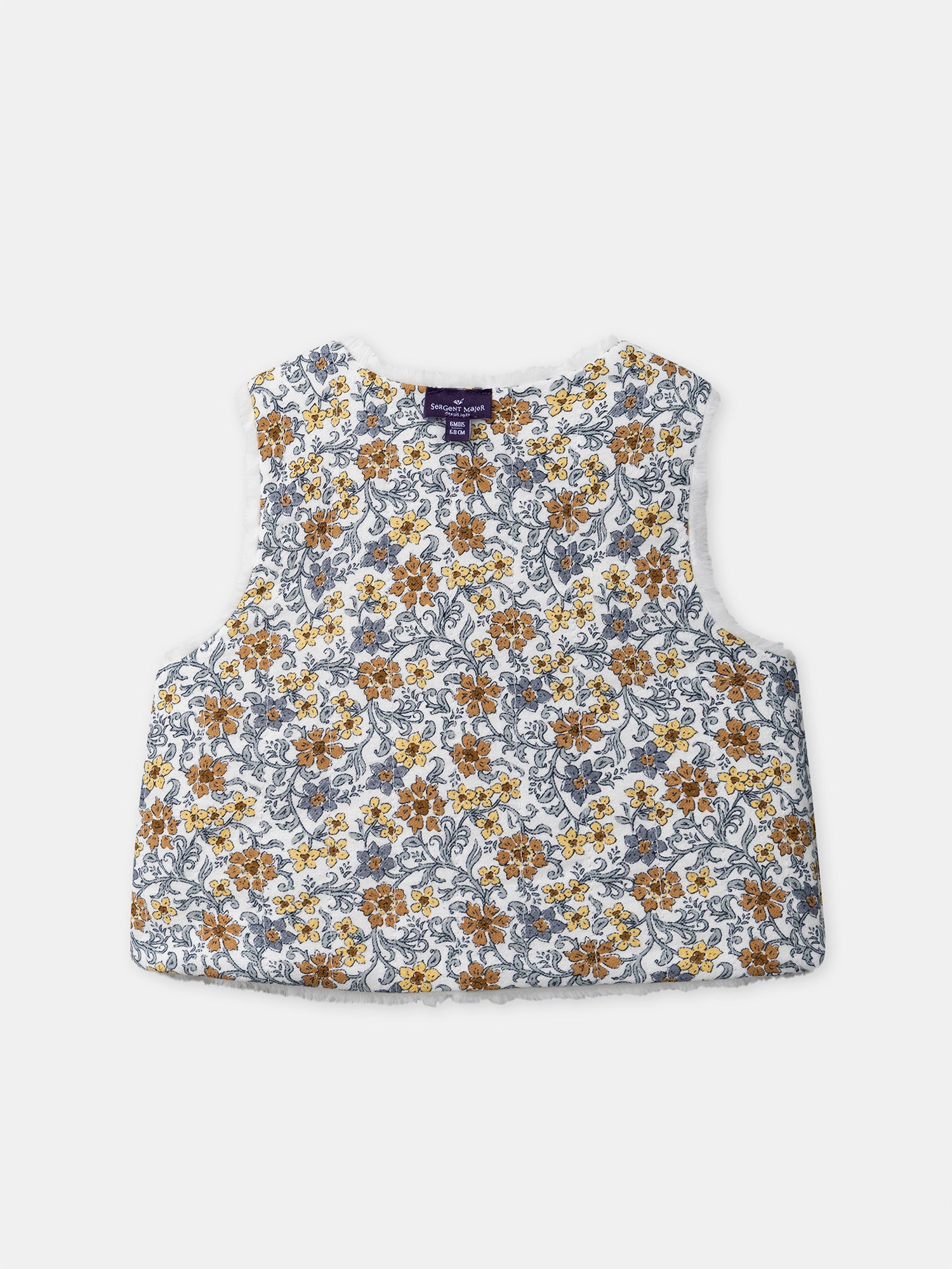 Reversibles weißes Weste aus Fell oder Floralprint für Mädchen