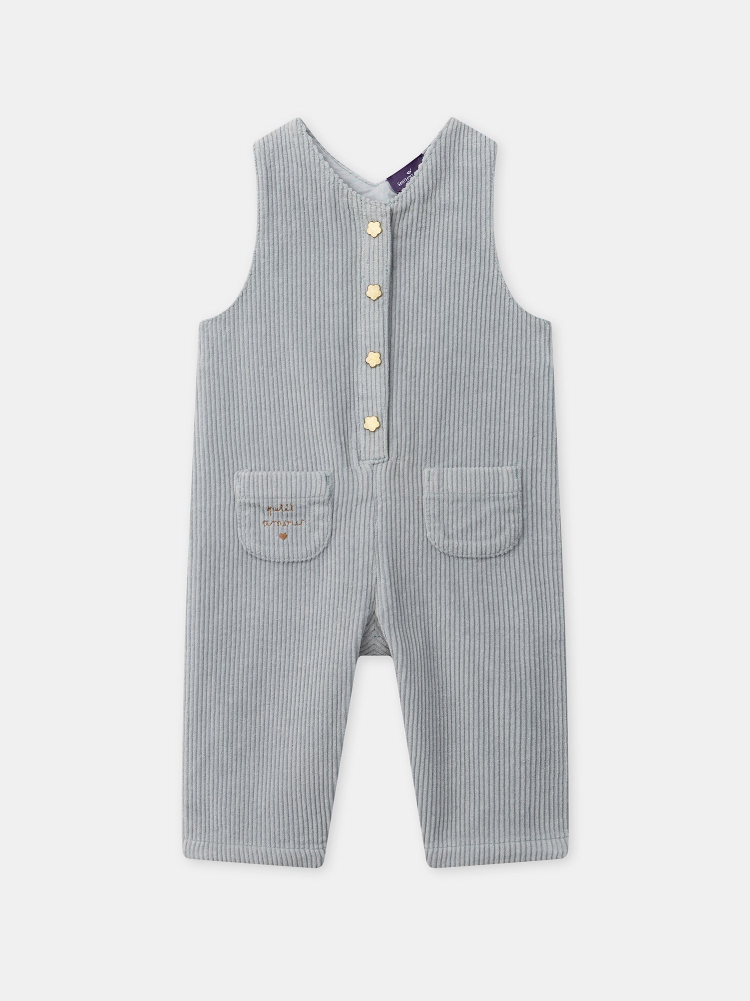 Blaue Samt-Latzhose für Baby-Mädchen