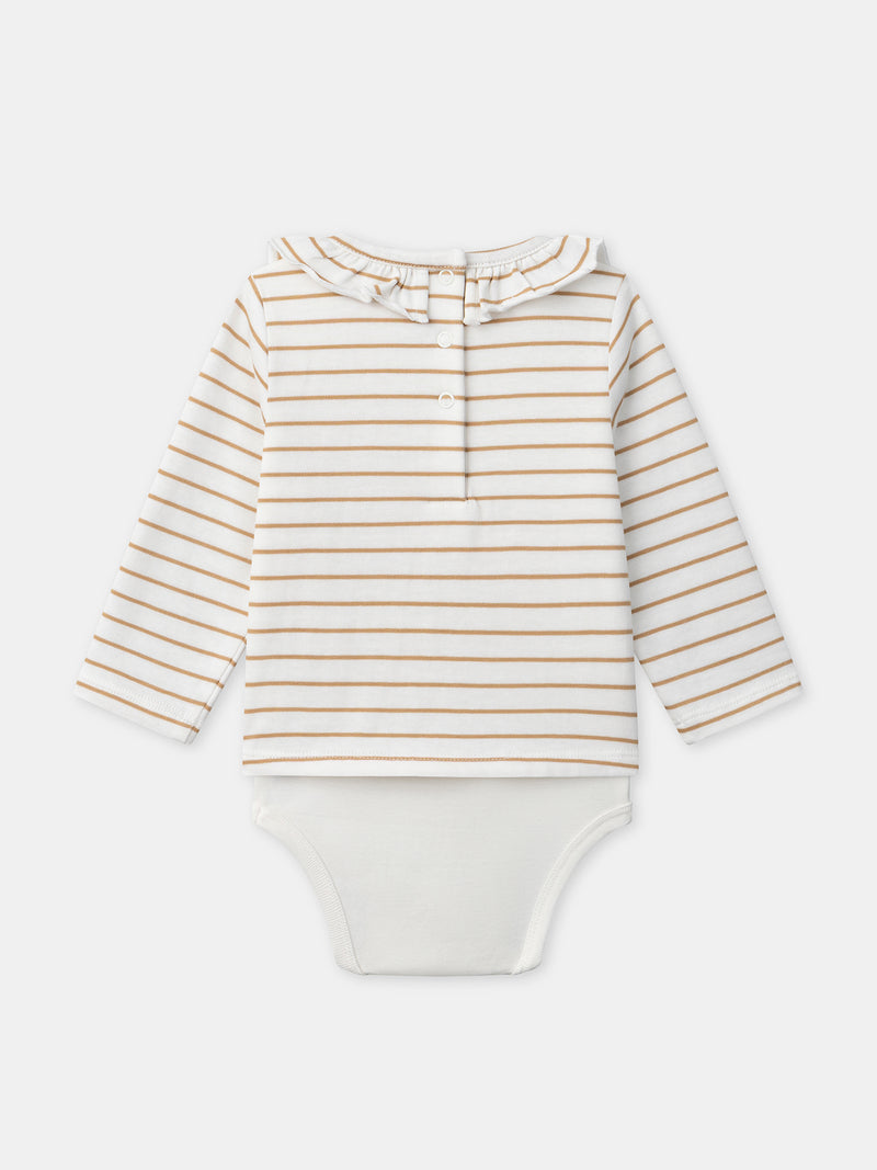 Babybody mit braunen Streifen und Kragen für Mädchen