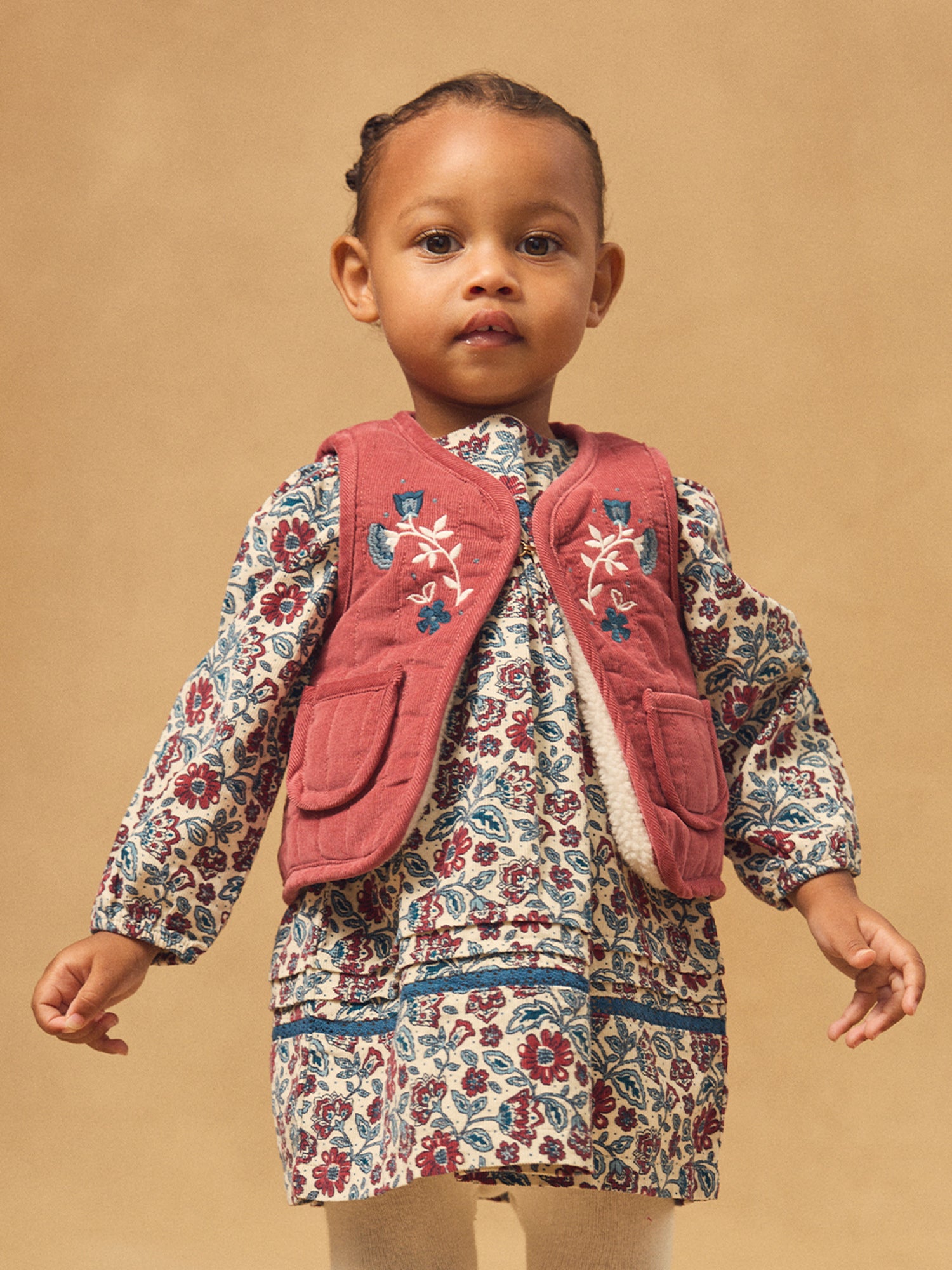 Wende-Cardigan ohne Ärmel, rot oder ecru für Mädchen