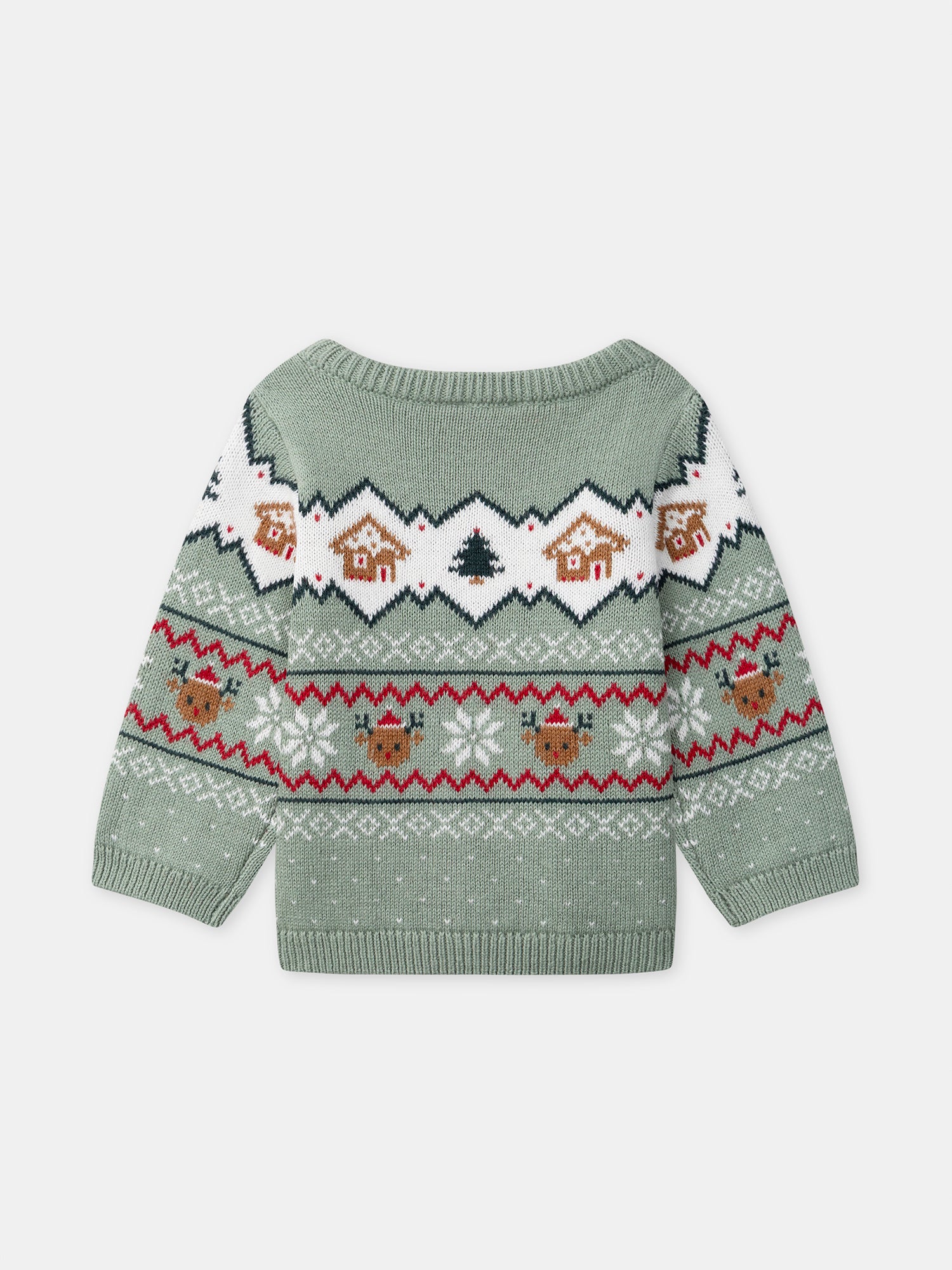 Weihnachtspulli in Salbeigrün Unisex für Babys
