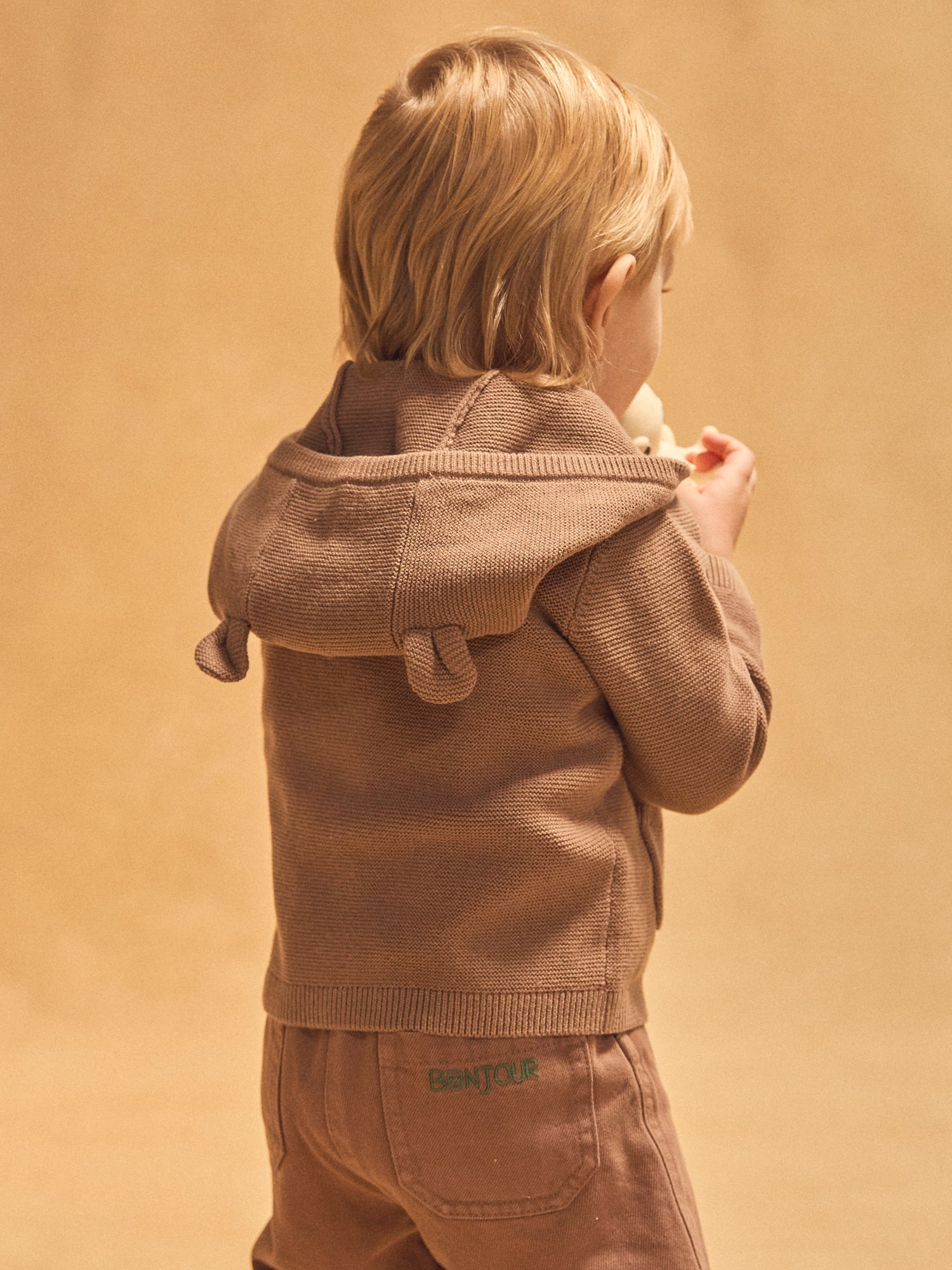 Brauner Strickjacke mit Kapuze für Baby-Junge