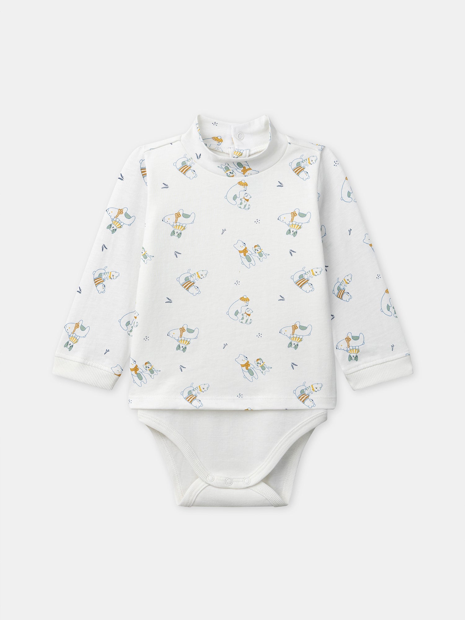 Weißer Babybodys mit Tierdruck und Stehkragen für Jungen