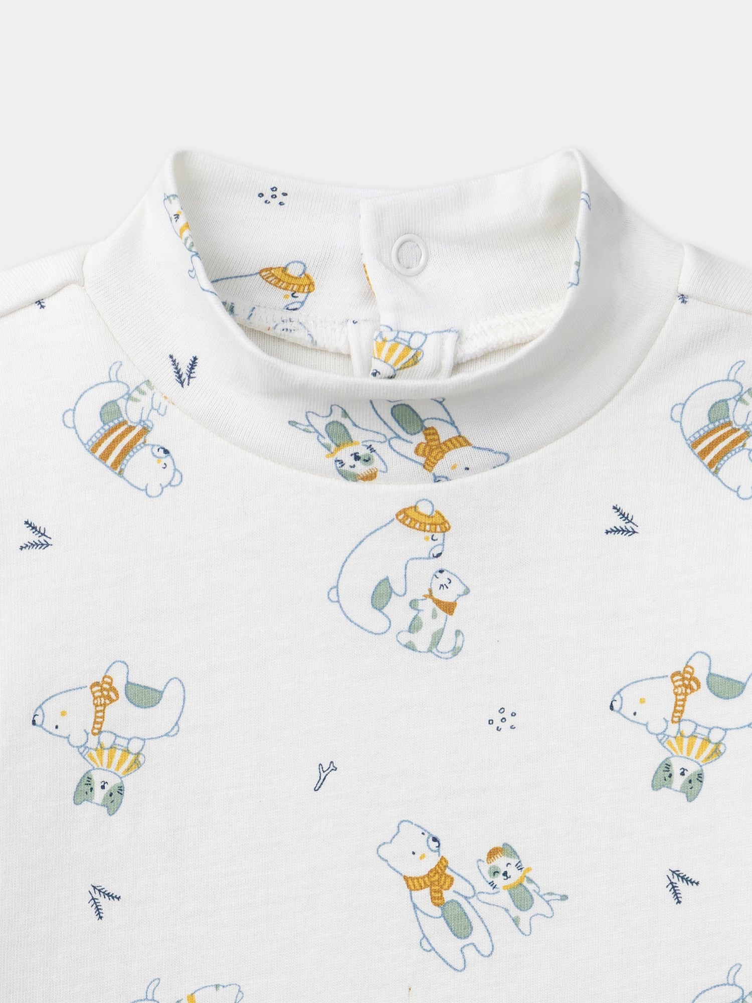 Weißer Babybodys mit Tierdruck und Stehkragen für Jungen