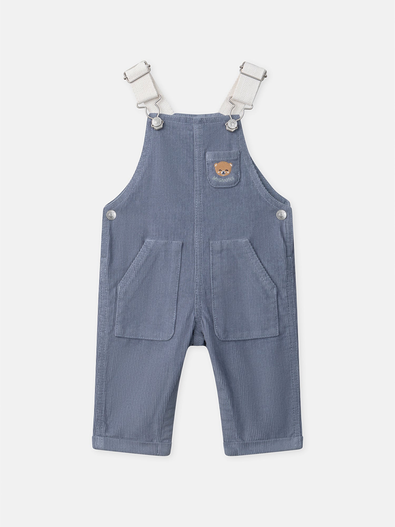 Grau-blaue Latzhose aus Samt für Jungen