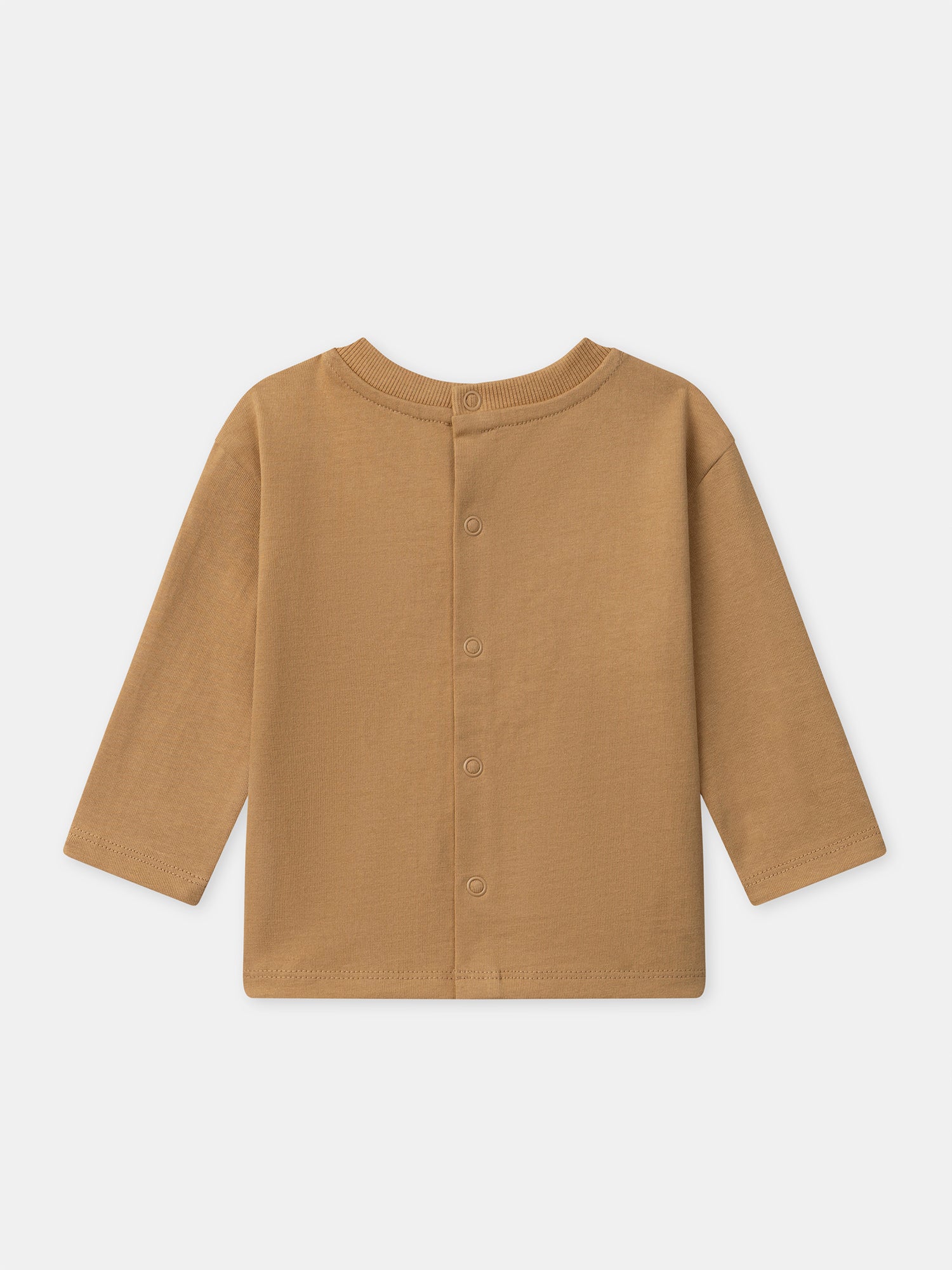 Braunes T-Shirt mit Bärenpatch und langen Ärmeln für Babyjungen