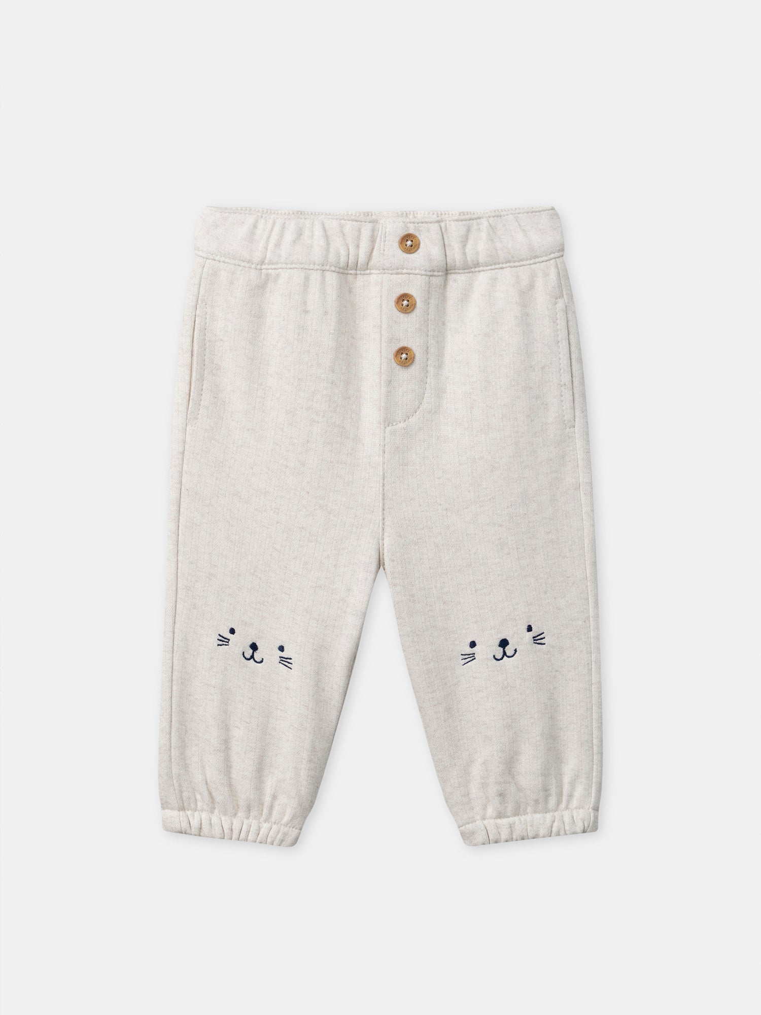 Ecru-Hose mit Tiergesicht für Babyjungen