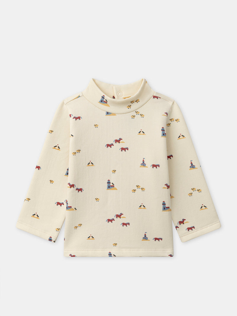 Ecru Langarmshirt mit Tiermotiven für Jungs