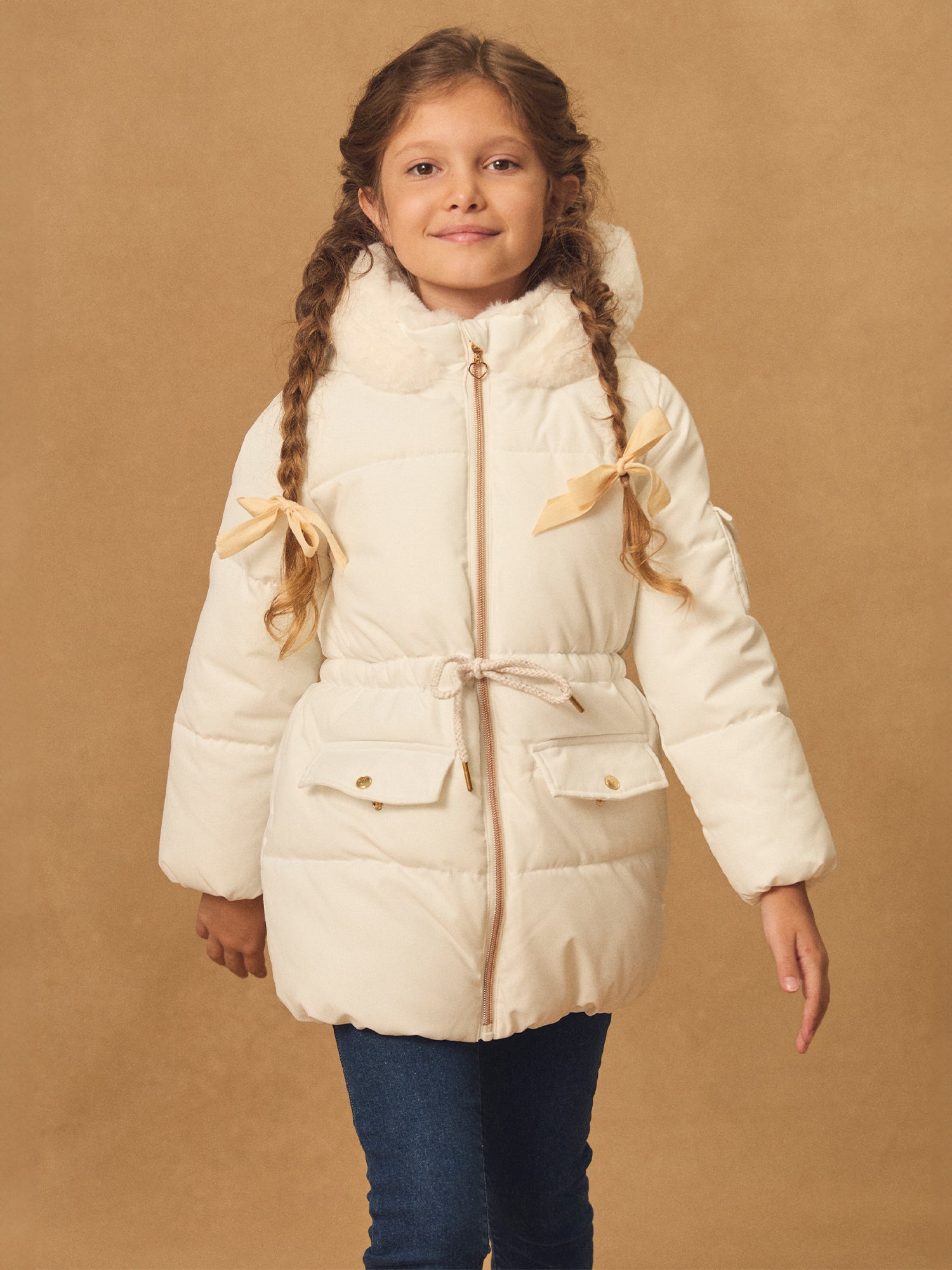 Cremefarbene Jacke für Mädchen
