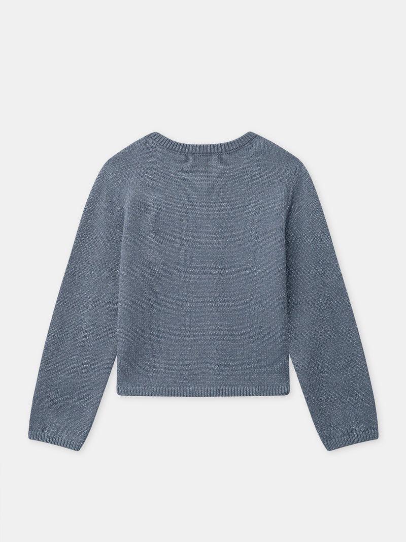 Grau-blauer Mädchen-Cardigan