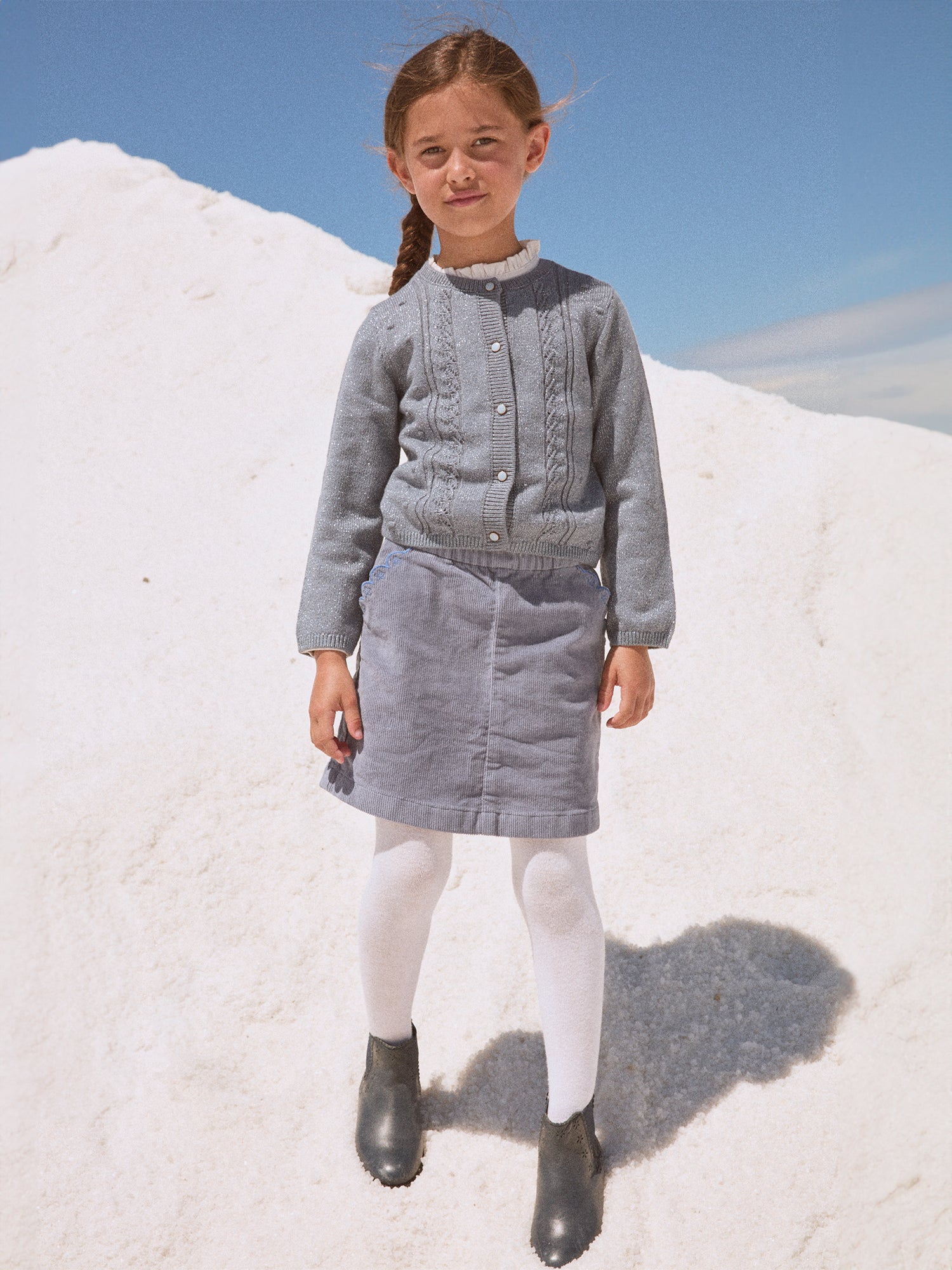 Blaue Velours-Jupe für Mädchen