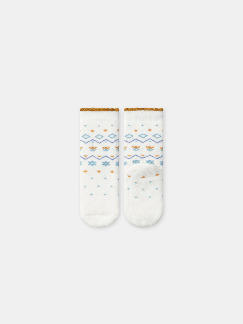 Beige Socken mit Blumenmotiv Mädchen