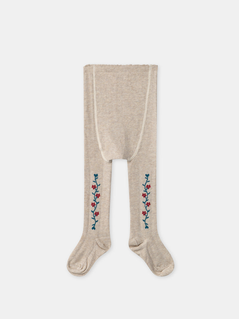 Beige gemusterte Strumpfhose für Mädchen