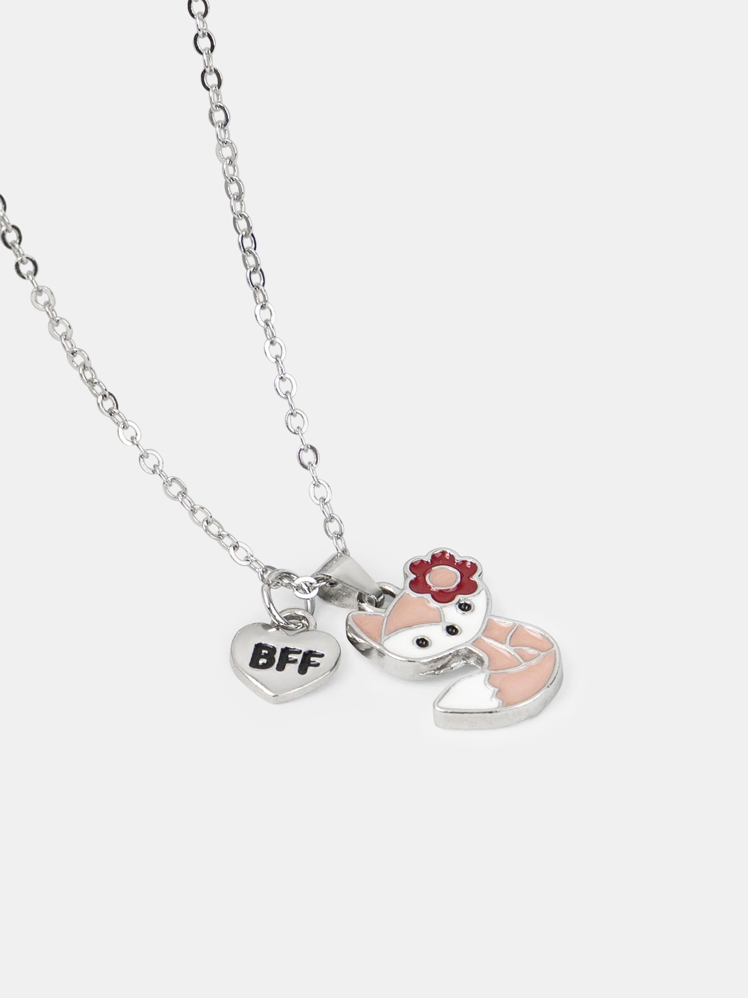 2 silberne Halsketten mit Fuchsanhängern für Mädchen