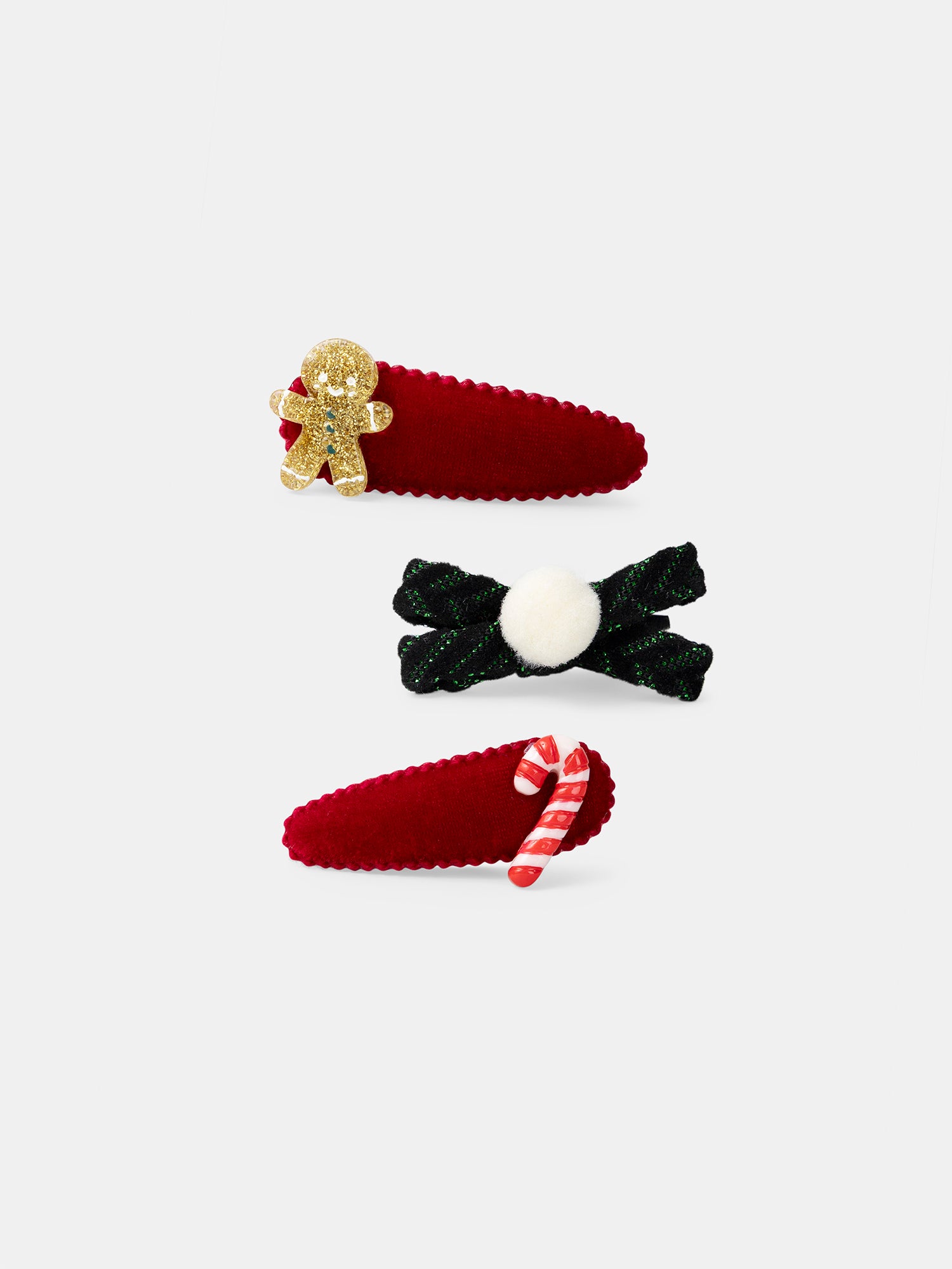 3 barrettes rouges et vertes noël Fille