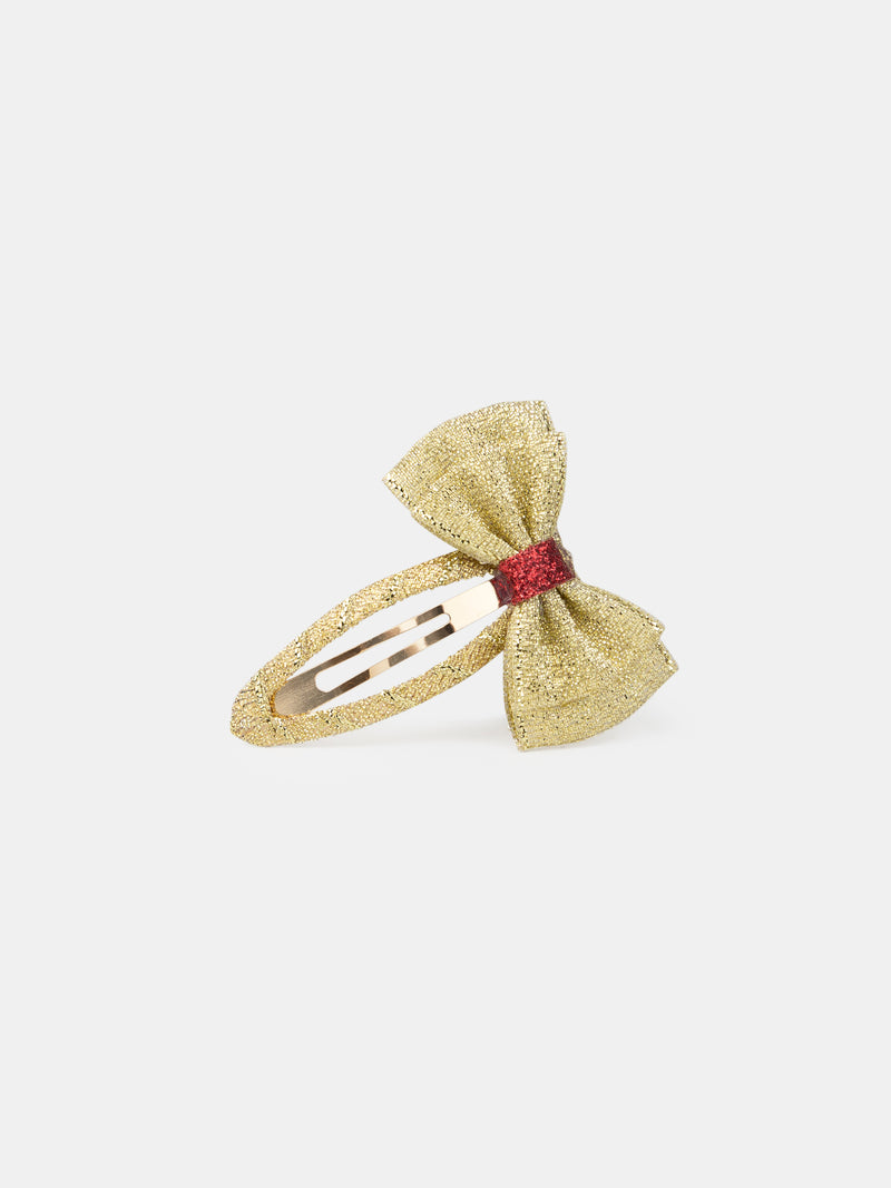 2 barrettes nœud dorée pailletés Fille