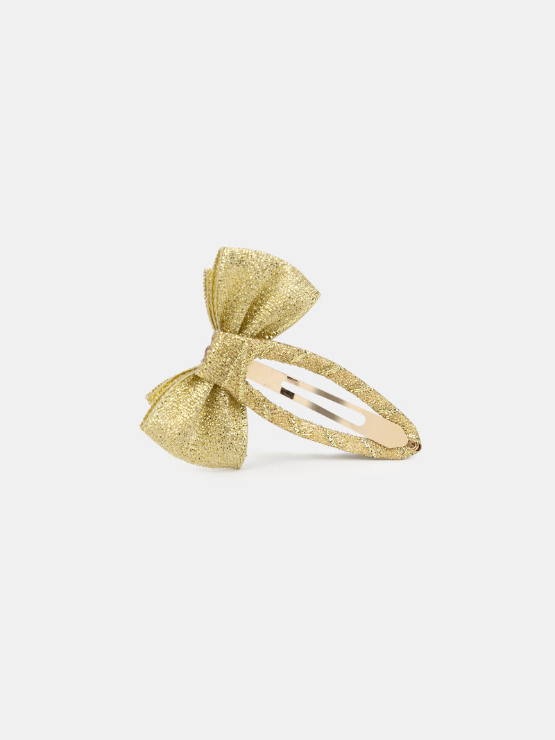 2 barrettes nœud dorée pailletés Fille