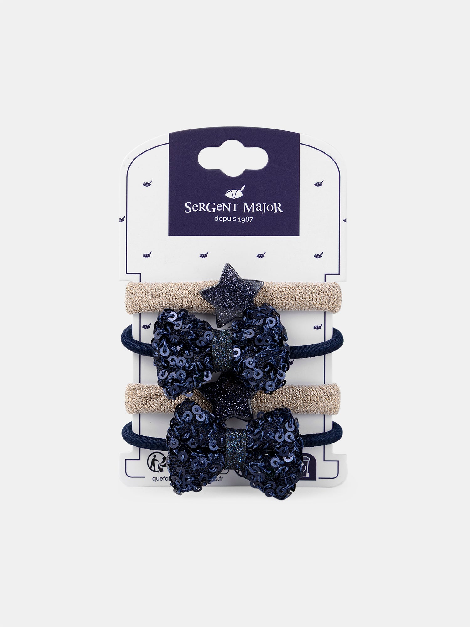 4 blaue elastische Bänder mit Knoten und Sternen für Mädchen