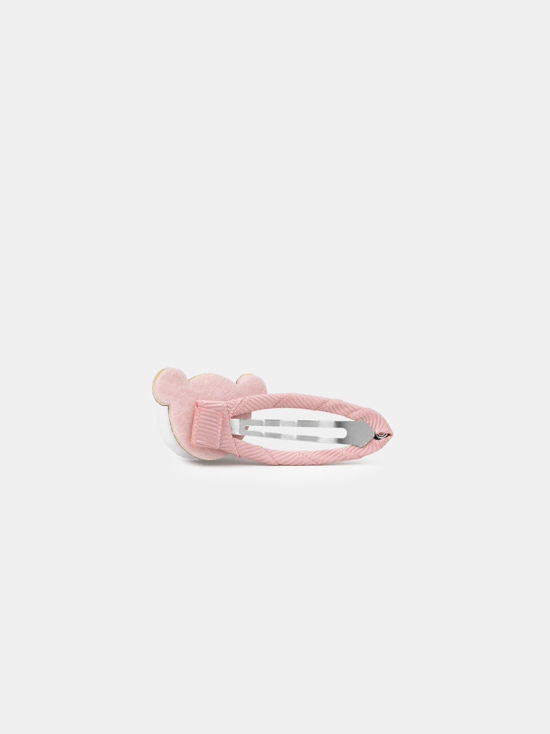 2 rosa Pompon Clips Bär für Mädchen