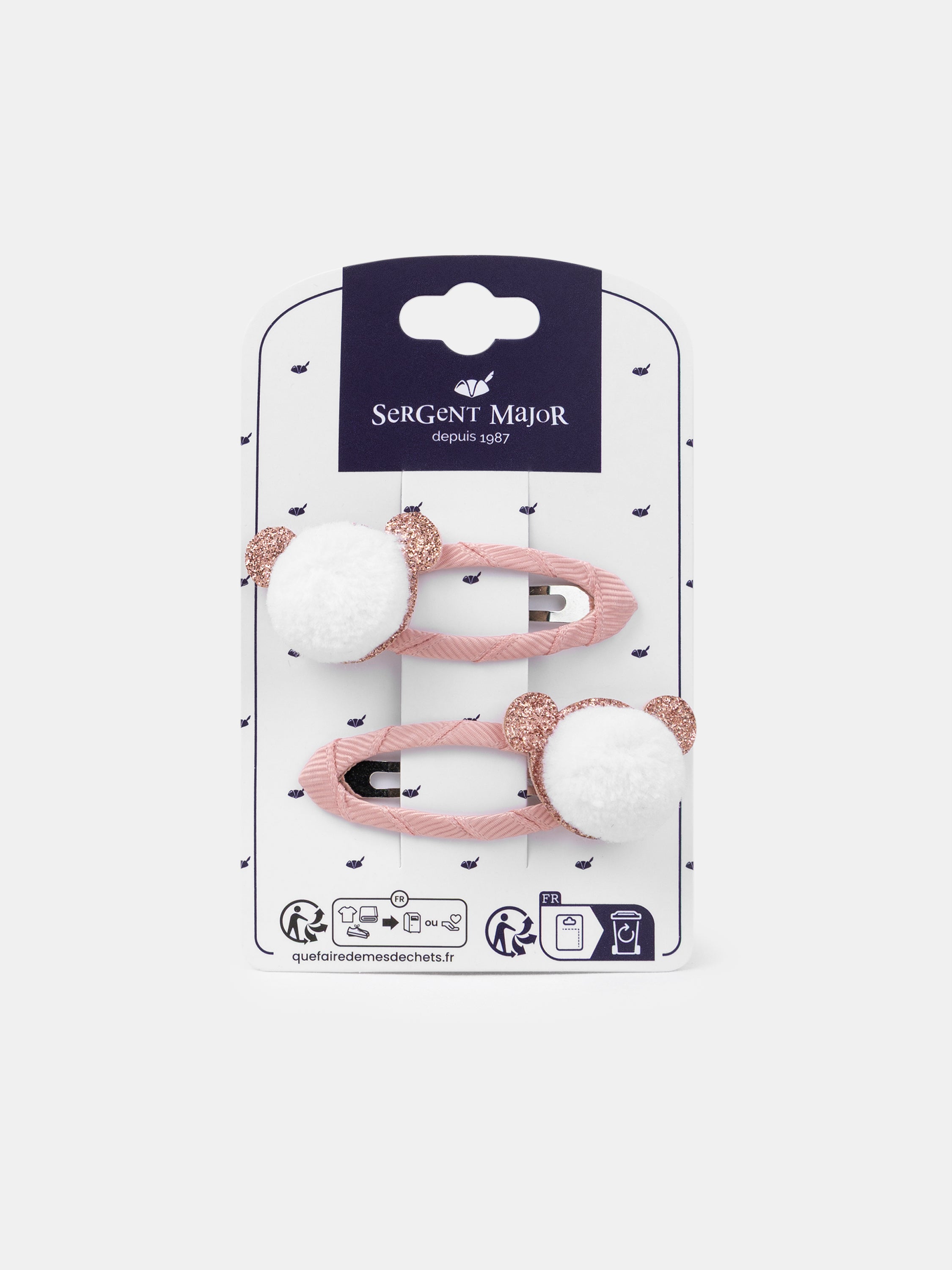 2 rosa Pompon Clips Bär für Mädchen