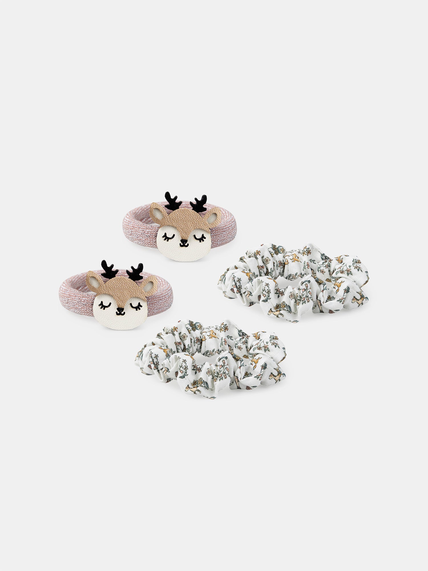 Set aus 2 Paar Haarbänder mit Rehkopf oder Blumenmuster für Mädchen