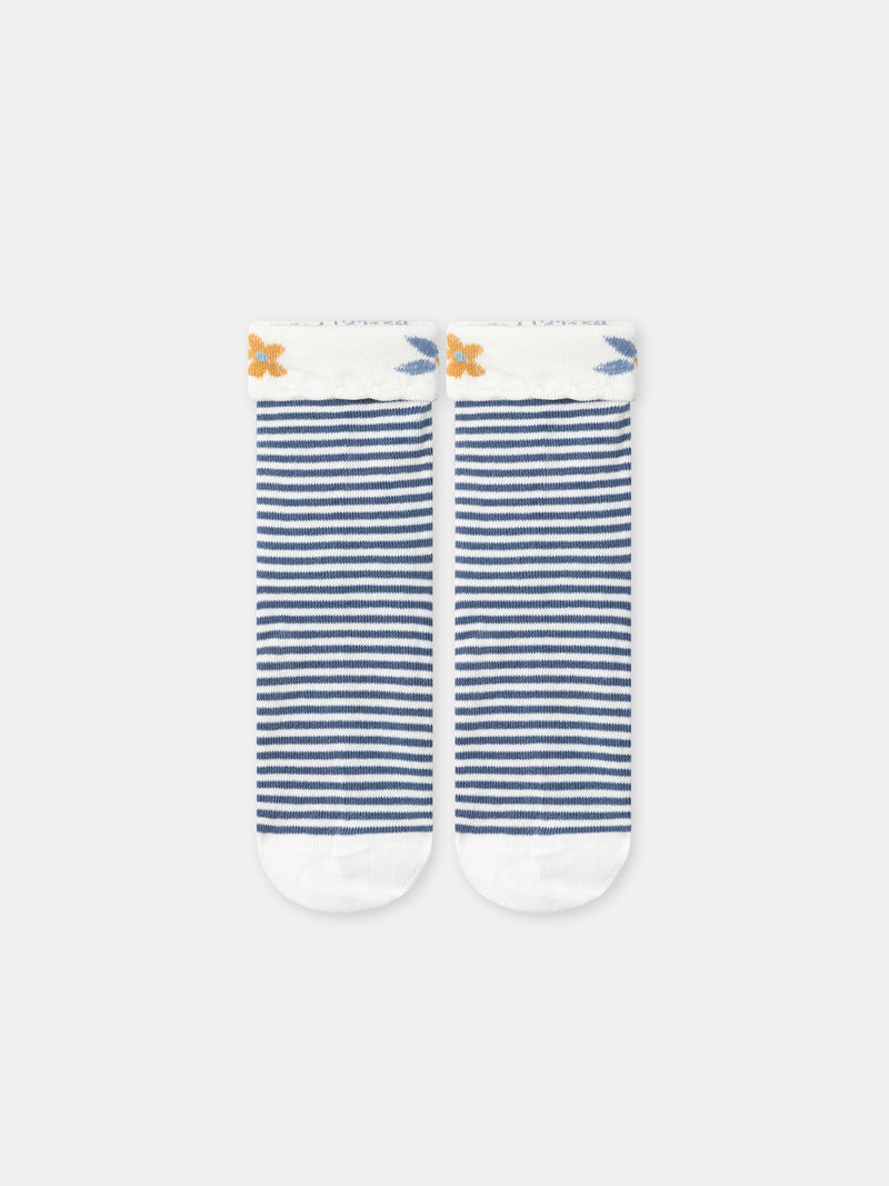 Chaussettes à rayures bleues Fille