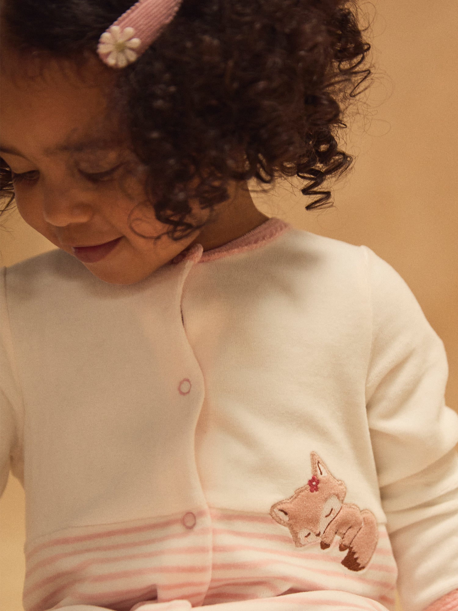 Gestreifter Rosa Overall mit Fuchs-Patch für Baby Mädchen