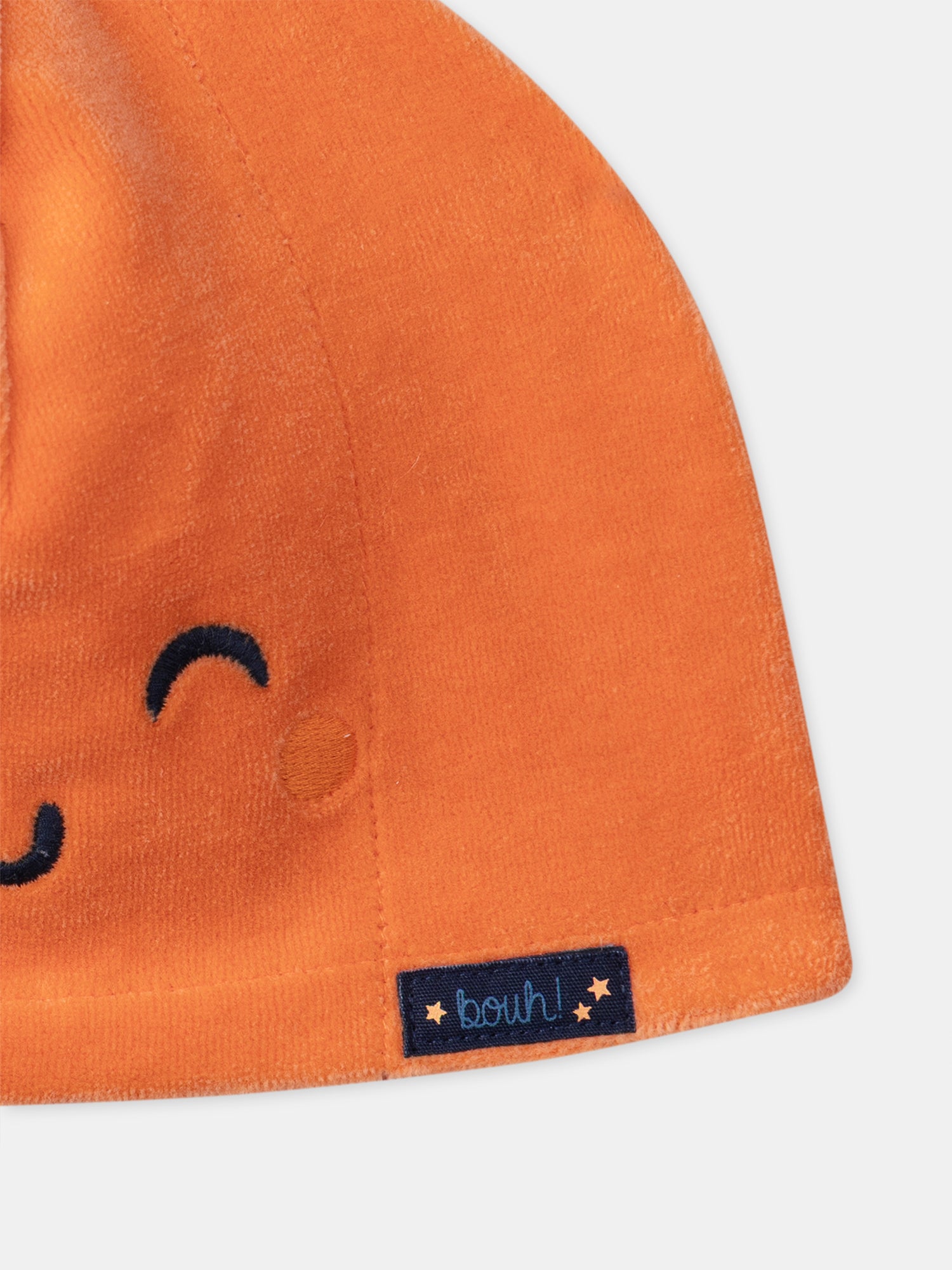 Marineblauer Velours-Schlafanzug + Kürbis-Mütze für Jungen