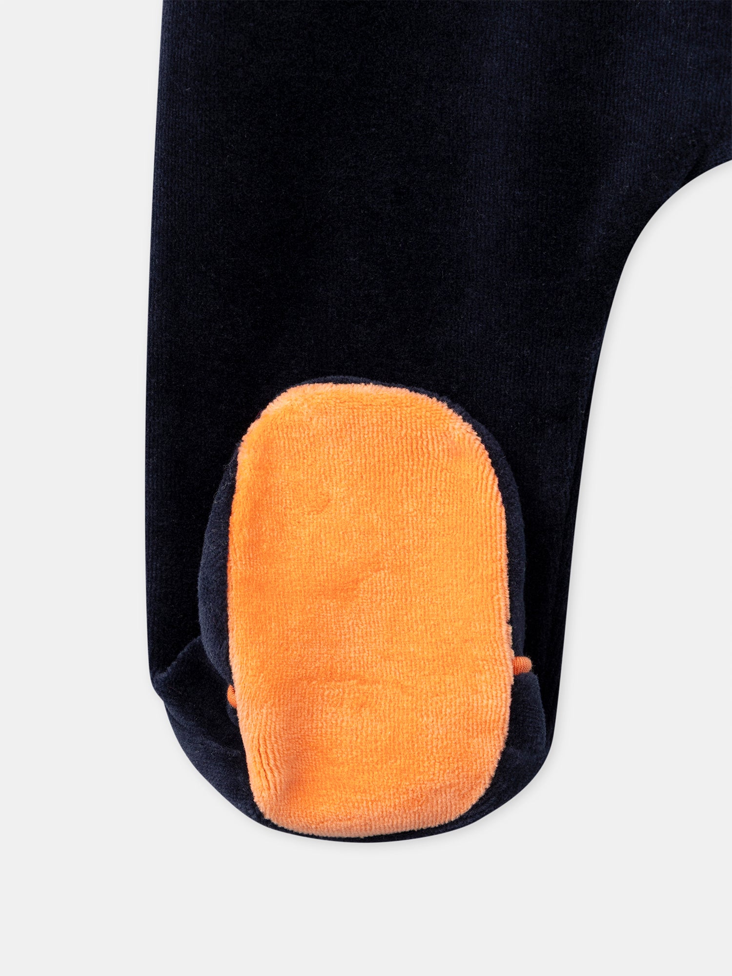 Marineblauer Velours-Schlafanzug + Kürbis-Mütze für Jungen