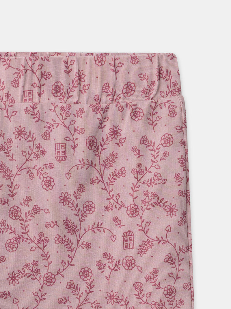 Pyjama rose foncé en velours et imprimé fleuri Fille
