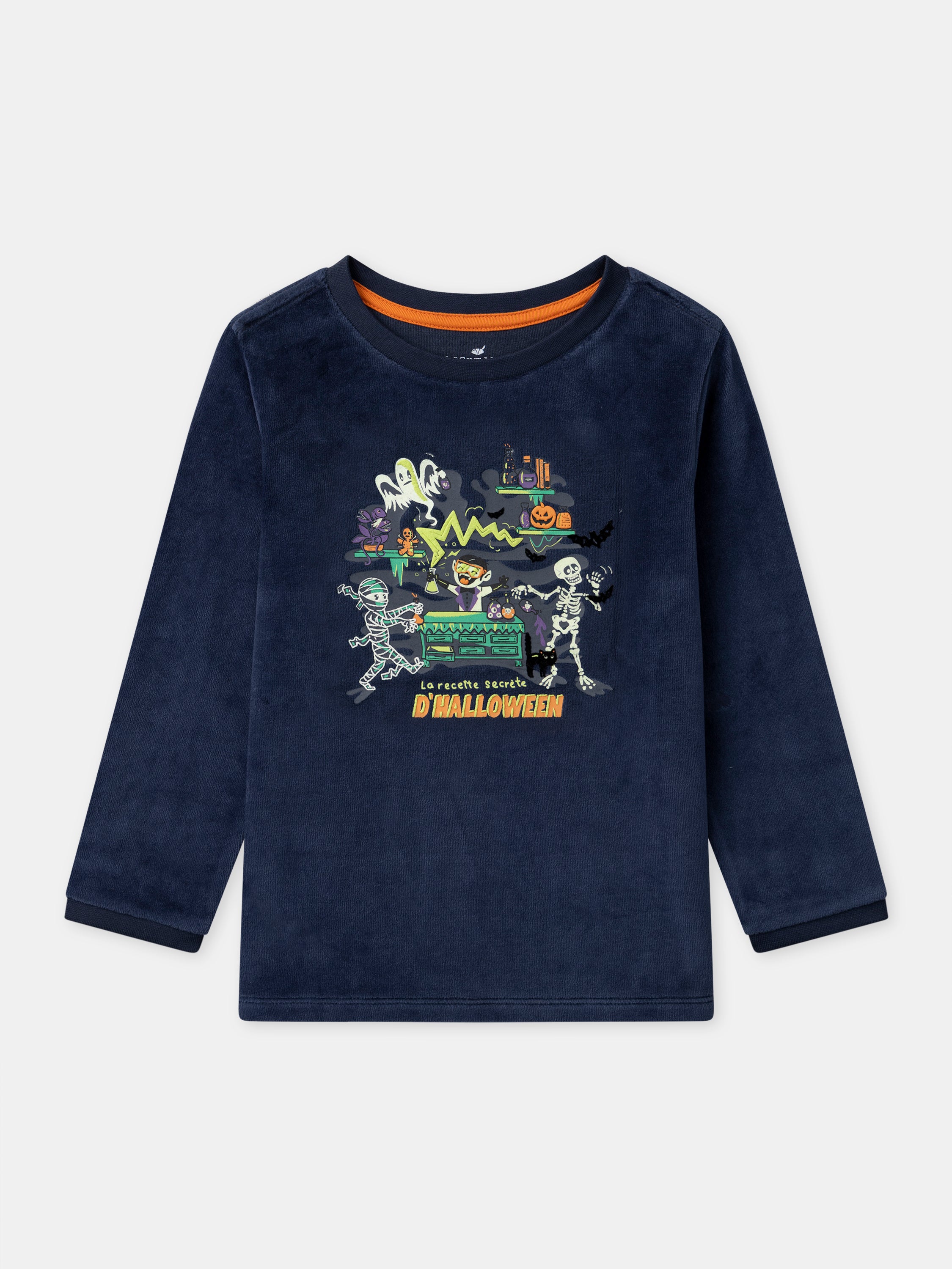 Marineblauer Velours-Pyjama + Umhang für Jungen