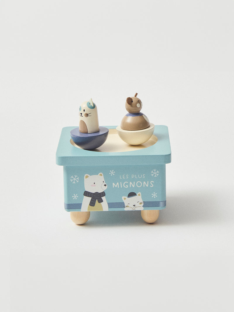 Blaue Musikdose mit Tierdesign