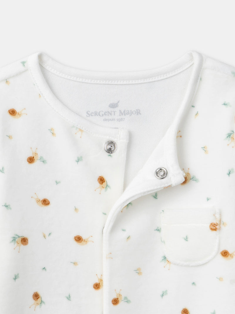 Grenouillère écrue imprimé escargots Naissance Mixte