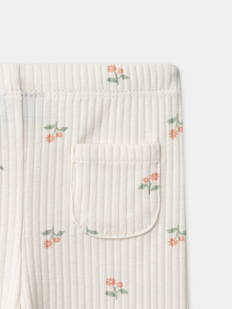 Ivory Floral Print Leggings für Mädchen